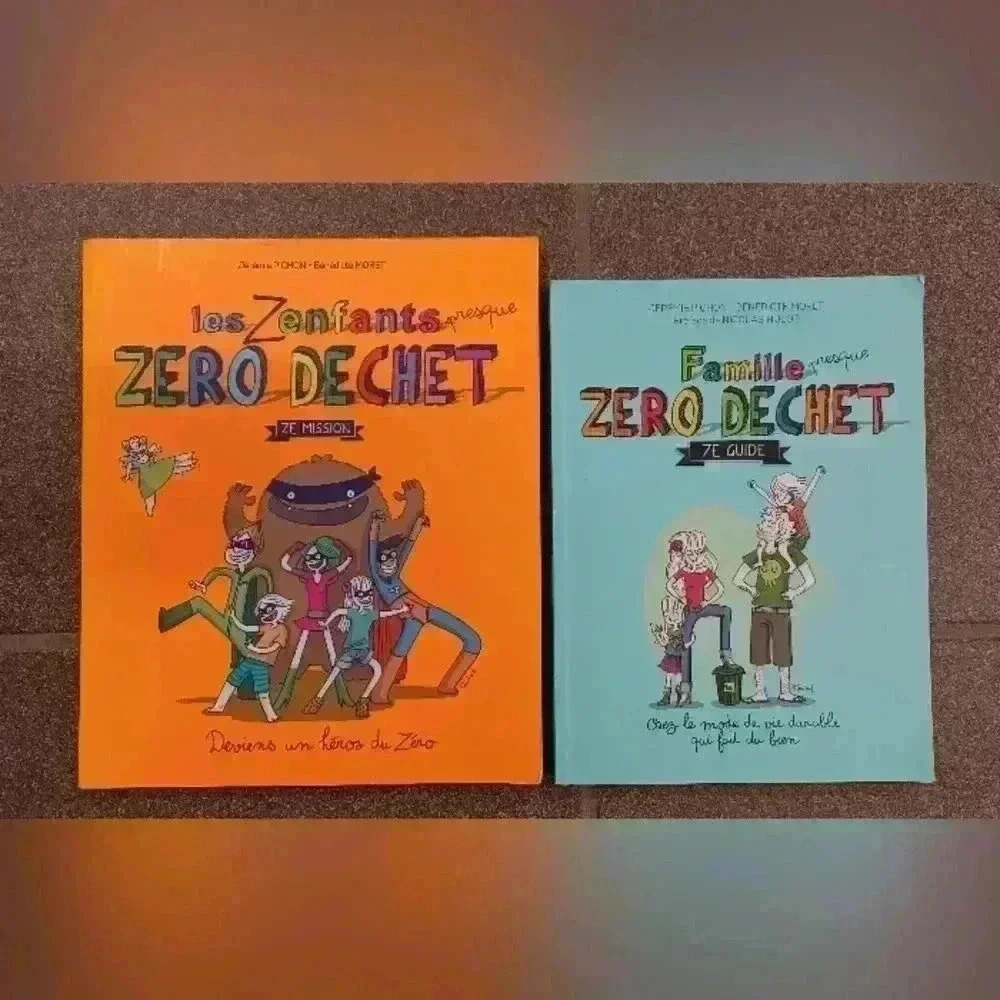 Livres Français Famille presque Zéro Dechet et  Les Zenfants presque Zéro Dechet
